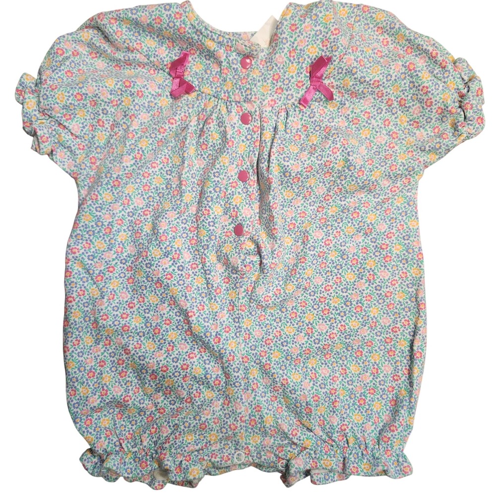 Like new vintage Bebe Eaton Baby Girls Floral Print‎ Button Front Romper 24m 2T